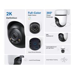 TP-LINK Tapo C510W, 2K QHD, Yatay Dikey Dış Mekan IP66, WiFi, Renkli Gece Görüşü, İki Yönlü Ses Güvenlik Kamerası