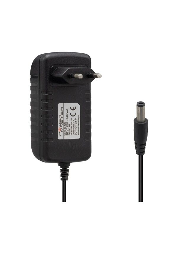 POWERMASTER  24 VOLT - 1 AMPER 5.5*2.5 MM UÇLU PRİZ TİPİ PLASTİK KASA ADAPTÖR