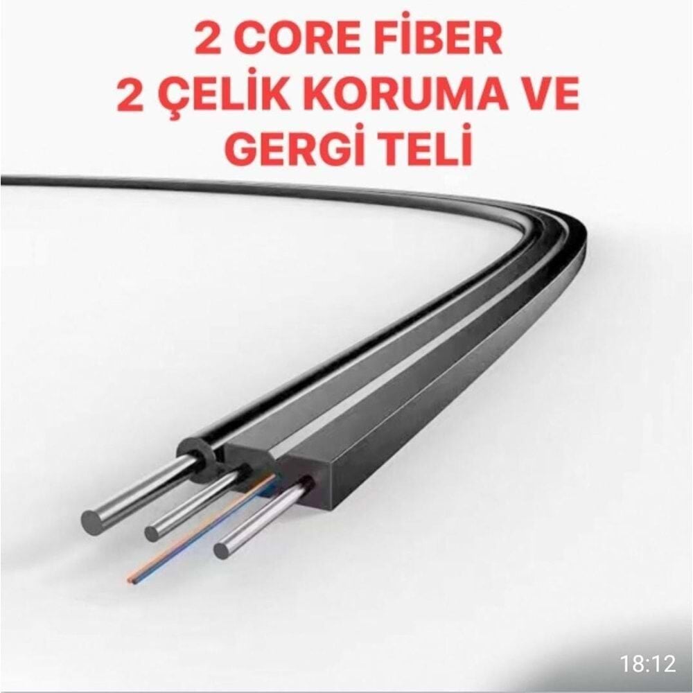 Fiber Optik Kablo Dış Mekan G.657A1 500M 2 Core Sıngle Mod Çelik Gergi Ve Koruma Telli Fiber Kablo