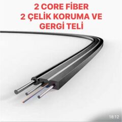 Fiber Optik Kablo Dış Mekan G.657A1 500M 2 Core Sıngle Mod Çelik Gergi Ve Koruma Telli Fiber Kablo
